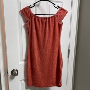 SHEIN Rusty Pink Off-Shoulder Dress (size M)